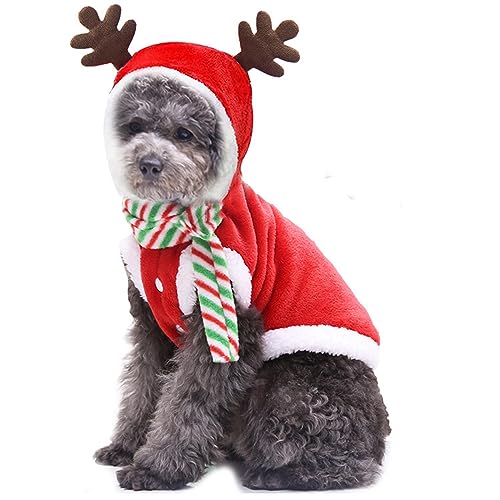 Hundemantel Weihnachten Herbst Winter Hunde Katzen Sweatshirt mit Kapuze Weihnachtskostüm für Kleine Hunde(2XL) von Teogneot