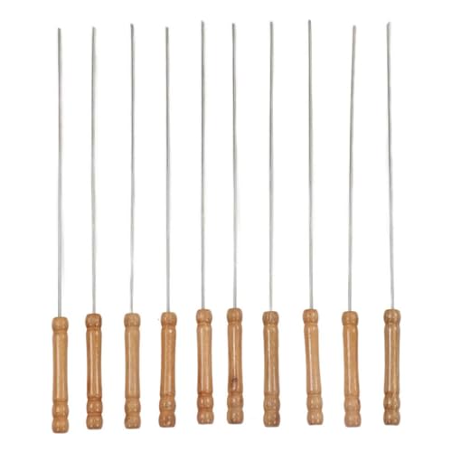 Pack of 10 Barbecue Skewers, Stainless Steel Barbecue Skewers with Wooden Handle Reusable Skewers Pack of 10 Barbecue Skewers, Stainless Steel Barbecue Skewers with Wooden Handle Reusable Skewers von Teogneot