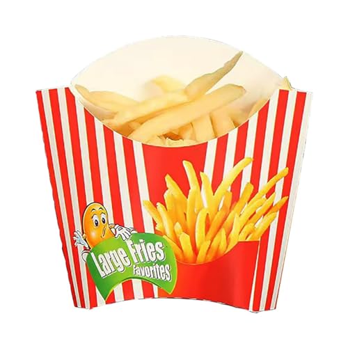 Pommes Frites Becher, 100 Stück Groß Pommes Frites Boxen Popcorn Boxen Snack Container Einweg Papier Becher(Rot) von Teogneot