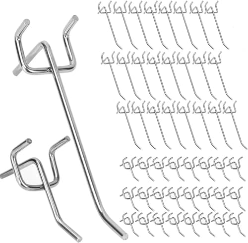 Teogneot 50 Pieces Perforated Wall Hooks, Stainless Steel Pegboard Hooks, Perforated Wall Accessories, Pegboard Hooks(3.5cm，8.5cm) von Teogneot