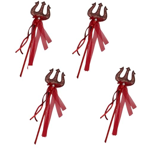 Teogneot Dekorative Halloween-Gabel, Rot und Glitzer, 4er-Set, mit Bändern Teogneot Dekorative Halloween-Gabel, Rot und Glitzer, 4er-Set, mit Bändern von Teogneot