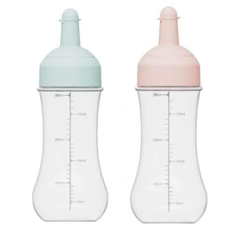 Teogneot Quetschflasche 350ml 2 Stück Squeeze Flasche, Dosierflasche mit Kappen, Skala, für Ketchup/Senf/Mayo/Scharfe Soßen/Olivenöl von Teogneot