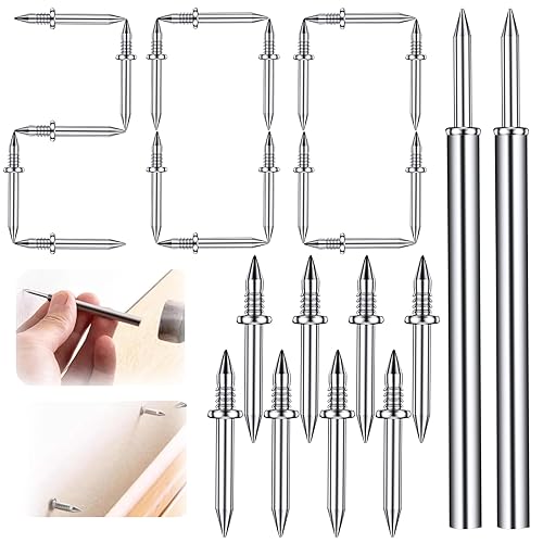 200 Stück Nahtloser Nägel mit Doppelköpfigem Sockelfaden, Doppelköpfige Nägel Doppelkopf Nagel Sockelleisten Nägel mit 2 Nägelspezifischen Hülsenwerkzeug von Teokantz