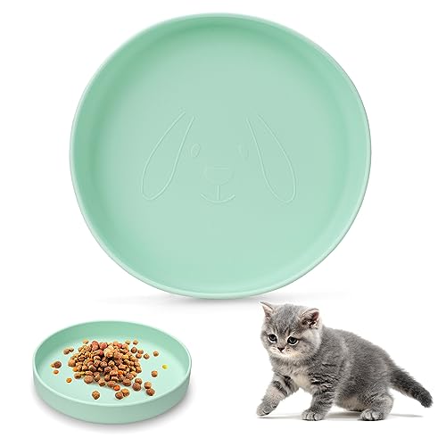 Futternapf Katze Silikon, Katzennapf Flach, 18cm Runder Fressnapf Katze, Katzennapf Grün für Trockenfutter Nassfutter Wasser Snack von Teokantz