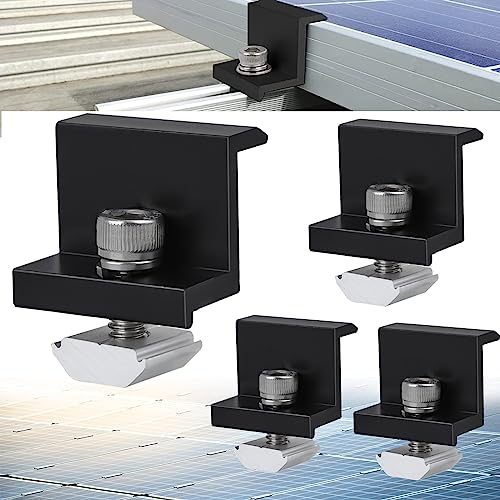 Teokantz 4 Stück Endklemme 30mm schwarz Abschlussklemme für Montage der Photovoltaik Solarpanel Solarmodul Halterung Endklemme Randklemme für PV Solar Module Befestigungen auf dem Dach von Teokantz