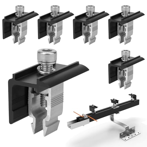 Teokantz 6 Stück Endklemme 30mm Schwarz Abschlussklemme für Montage der Photovoltaik Solarpanel Solarmodul Halterung Endklemme Randklemme für PV Solar Module Befestigungen Balkonkraftwerk auf dem Dach von Teokantz