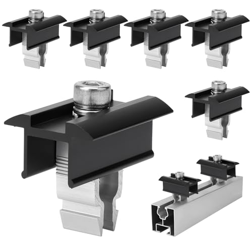 Teokantz 6 Stück Mittelklemme 30mm Schwarz, Verstellbare Solarpanel Verbinder Modulklemmen Solar Photovoltaik Klemmen Solarmodul Halterung Mittelklemme Aluminium Befestigung Montage PV Modul von Teokantz