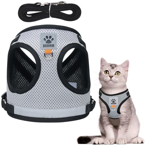 Teouuas Katzengeschirr mit Leine, Katzengeschirr und Katzenleine Set, Katzengeschirrs mit Leine Ausbruchsicher, Verstellbares und Atmungsaktives Geschirr Katzen, für Kätzchen Welpe Kaninchen Hase von Teouuas