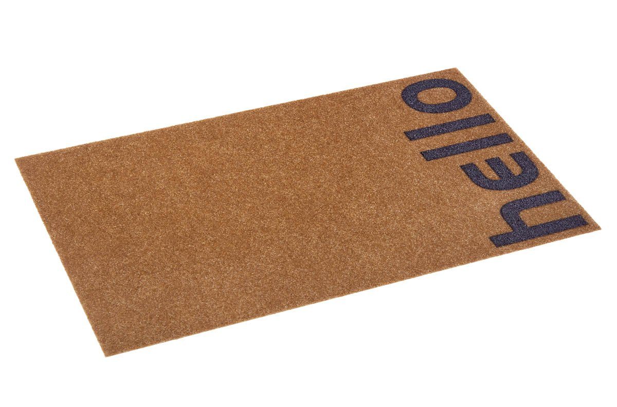 Fußmatte Fußmatte Hello I In- / Outdoor Kokos Optik braun grau, Teppich Boss, rechteckig, Höhe: 10 mm von Teppich Boss