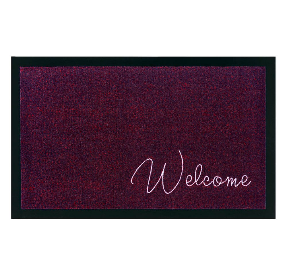 Fußmatte Fußmatte Welcome lila rechteckig In- / Outdoor Schriftzug Kurzflor, Teppich Boss, rechteckig, Höhe: 5 mm von Teppich Boss