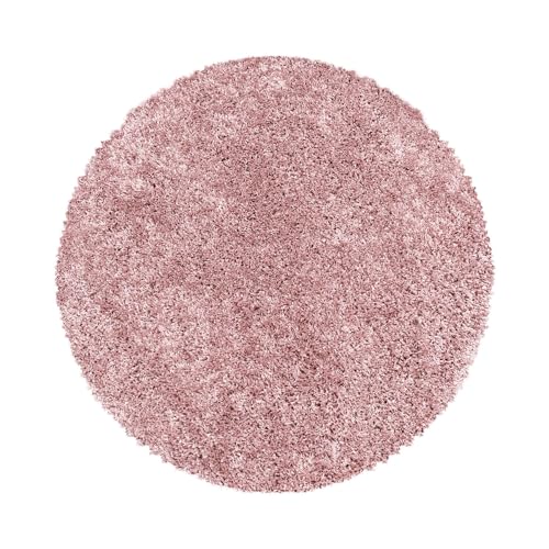Hochflor Teppich Sima rund, Farbe: Rosa, Größe:160x160 cm von Teppich Boss