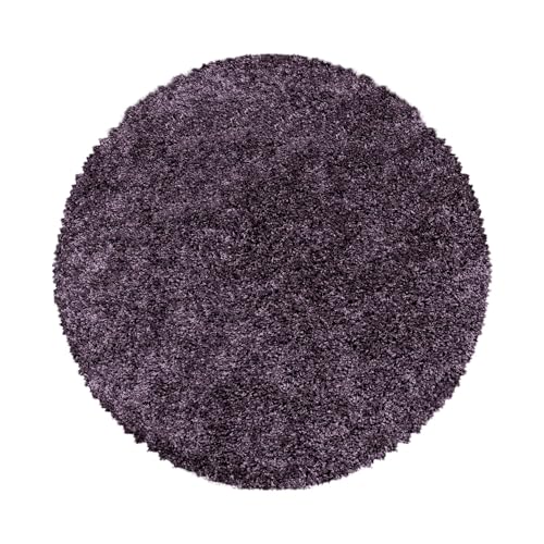 Hochflor Teppich Sima rund, Farbe: Violett, Größe:120x120 cm von Teppich Boss
