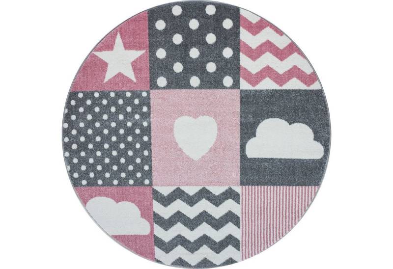 Teppich Boss Kinderteppich Kinder Teppich Kikki Pink, rund, Höhe: 11 mm von Teppich Boss