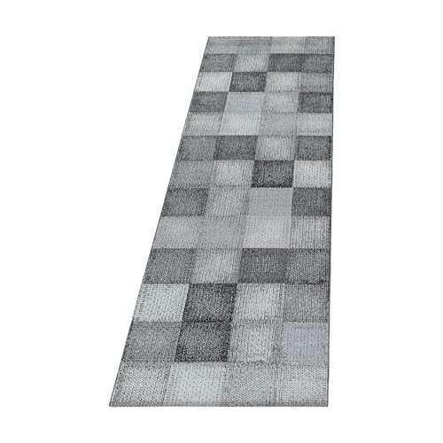 Kurzflor Teppich ORO Läufer, Farbe: Grau, Größe:80x250 cm von Teppich Boss