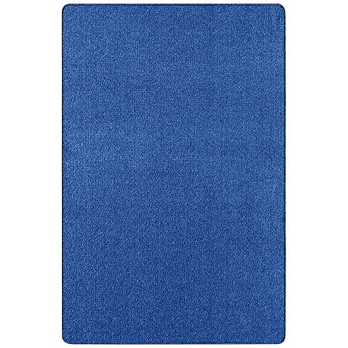 Teppich Boss - Design Kurzflor Teppich Nasty Uni einfarbig, Größe:80x200, Farbe:Blau von Teppich Boss