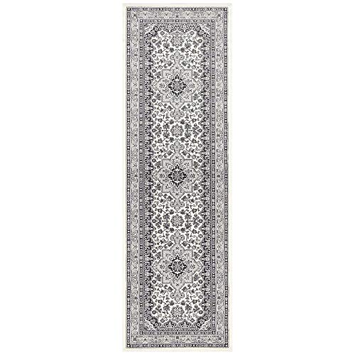 Teppich Boss - Orientalischer Kurzflor Teppich Parun Täbriz Creme Grau, Größe:80x250 cm von Teppich Boss