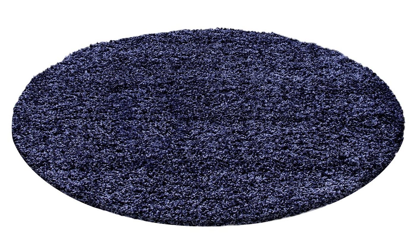 Teppich Hochflor Teppich Lux Marineblau, Teppich Boss, rund, Höhe: 30 mm von Teppich Boss