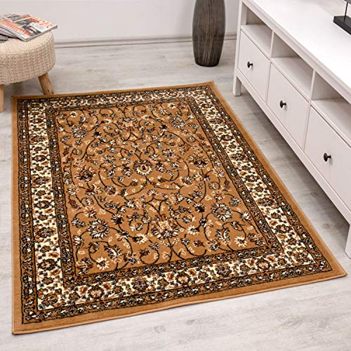 Orient Teppich rot beige grau schwarz klassisch dicht gewebt mit Ornament und Blumenmotiven, Farbe:B2430, Maße:120x170 cm von Teppich-Home