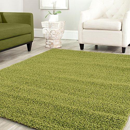 Shaggy Teppich Farbe Hochflor Langflor Teppiche Modern Uni Farben, Farbe:Grün, Maße:Ø 120 cm Rund von Teppich-Home