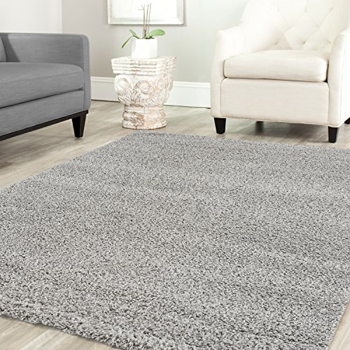 Shaggy Teppich Farbe Hochflor Langflor Teppiche Modern Uni Farben, Farbe:Grau, Maße:150 cm Quadrat von Teppich-Home