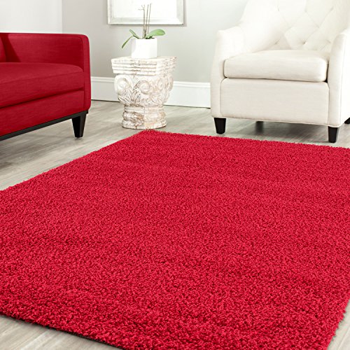 Shaggy Teppich Farbe Hochflor Langflor Teppiche Modern Uni Farben, Farbe:Rot, Maße:60x100 cm von Teppich-Home
