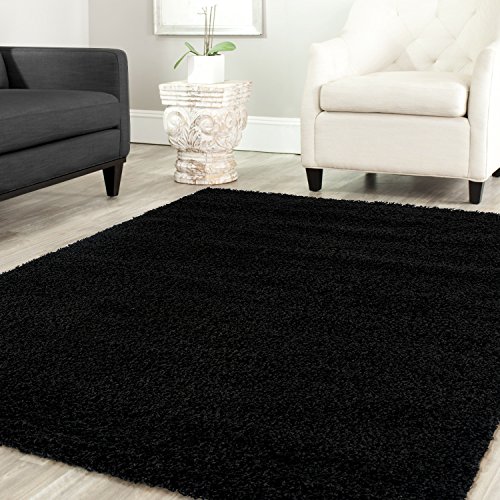 Shaggy Teppich Farbe Hochflor Langflor Teppiche Modern Uni Farben, Farbe:Schwarz, Maße:120x170 cm von Teppich-Home