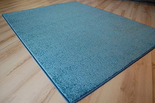 Miami Teppich türkis blau Velours umkettelt - Verschiedene Größen (400 x 400 cm) von Teppich Janning