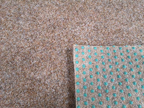 Rasenteppich Kunstrasen Premium hellbraun Velours Weich Meterware, verschiedene Größen, mit Drainage-Noppen, wasserdurchlässig (200x600 cm) von Teppich Janning