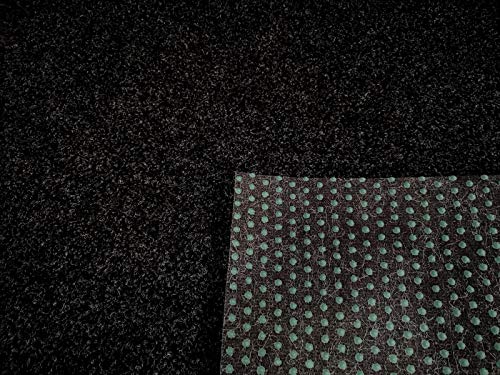 Rasenteppich Kunstrasen Premium schwarz grau Weich Meterware, verschiedene Größen, mit Drainage-Noppen, wasserdurchlässig (200x200 cm) von Teppich Janning