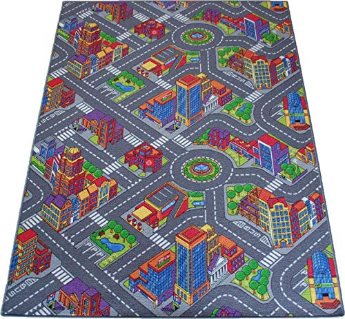 Straßenteppich Spielteppich Citylight Big City Stadt Kinderteppich Verschiedene Größen (200 x 250 cm) von Teppich Janning