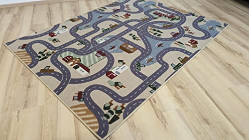 Teppich Janning Kinderteppich Straßenteppich Scanroad beige grau Spielteppich Autos (200 x 250 cm) von Teppich Janning