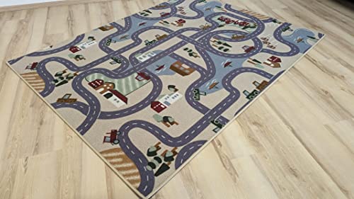 Teppich Janning Kinderteppich Straßenteppich Scanroad beige grau Spielteppich Autos (300 x 400 cm) von Teppich Janning