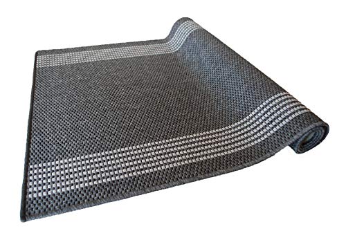 Teppich Läufer Natura 3427 anthrazit dunkel grau Meterware 67, 80 cm Breite (67 cm, 105 cm) von Teppich Janning