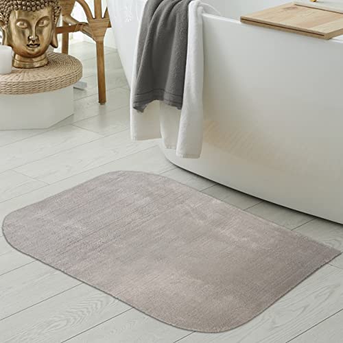 Badezimmer Duschvorleger-Teppich • runde Ecken & schön flauschig weich • Sand, 60x100 cm von Teppich-Traum