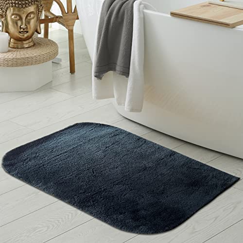 Designer Badezimmer Duschvorleger-Teppich mit abgerundeten Ecken • in schwarz, 80x120 cm von Teppich-Traum