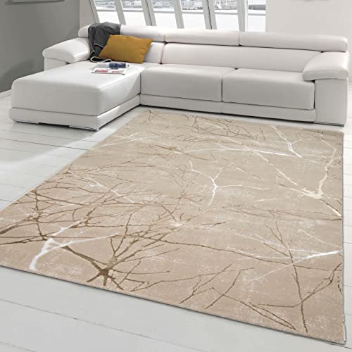 Teppich-Traum Designer Teppich Flur Wohn- & Schlafzimmer abstraktes Ästemuster beige Größe 200x290 cm von Teppich-Traum