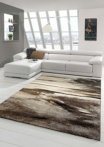 Designer Teppich Moderner Teppich Wohnzimmer Teppich Kurzflor Teppich Barock Design Meliert in Braun Taupe Grau Größe 200 x 290 cm von Teppich-Traum