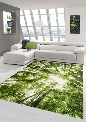 Teppich-Traum moderner Designer Teppich mit Wald in Grün Weiss, 120x170 cm von Teppich-Traum