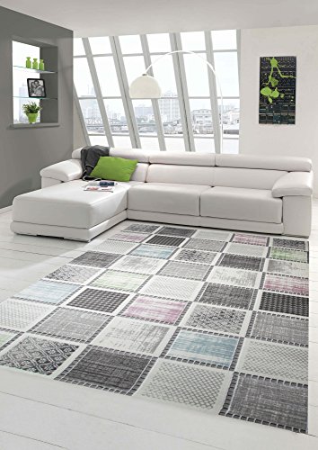 Designer und Moderner Teppich Kurzflor mit Karomuster in Lila Blau Grün Grau Größe 120x170 cm Designer und Moderner Teppich Kurzflor mit Karomuster in Lila Blau Grün Grau Größe 120x170 cm von Teppich-Traum