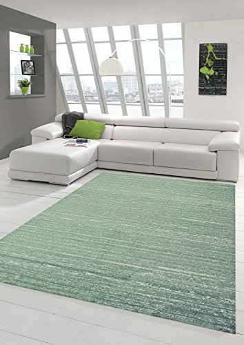 Designer und Moderner Teppich Wohnzimmerteppich Kurzflor Uni Design in Grün Größe 120x170 cm von Teppich-Traum