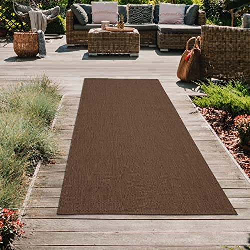 Einfarbiger Läuferteppich Sisal für In- & Outdoor • Allround Talent in braun, 80x200 cm von Teppich-Traum