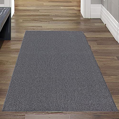 Flachgewebe-Teppich im schlichten einfarbigen Design in anthrazit Größe 80x150 cm von Teppich-Traum
