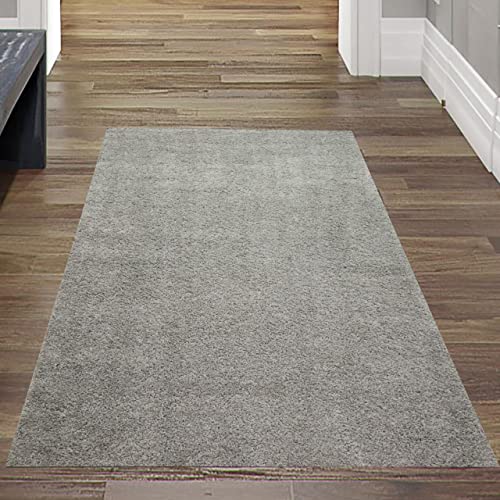 Teppich-Traum Flauschiger Shaggy Läufer | allergikerfreundlich | in grau, Größe 65x130 cm von Teppich-Traum