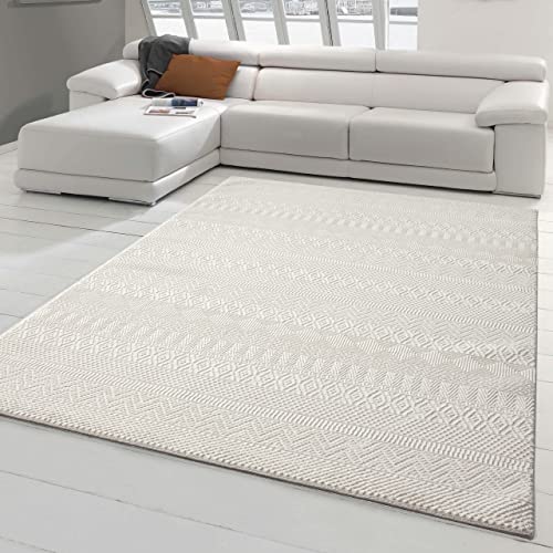 Teppich-Traum Teppich Wohnzimmer Kurzflorteppich Hoch Tief Effekt Creme, 200 x 290 cm Teppich-Traum Teppich Wohnzimmer Kurzflorteppich Hoch Tief Effekt Creme, 200 x 290 cm von Teppich-Traum