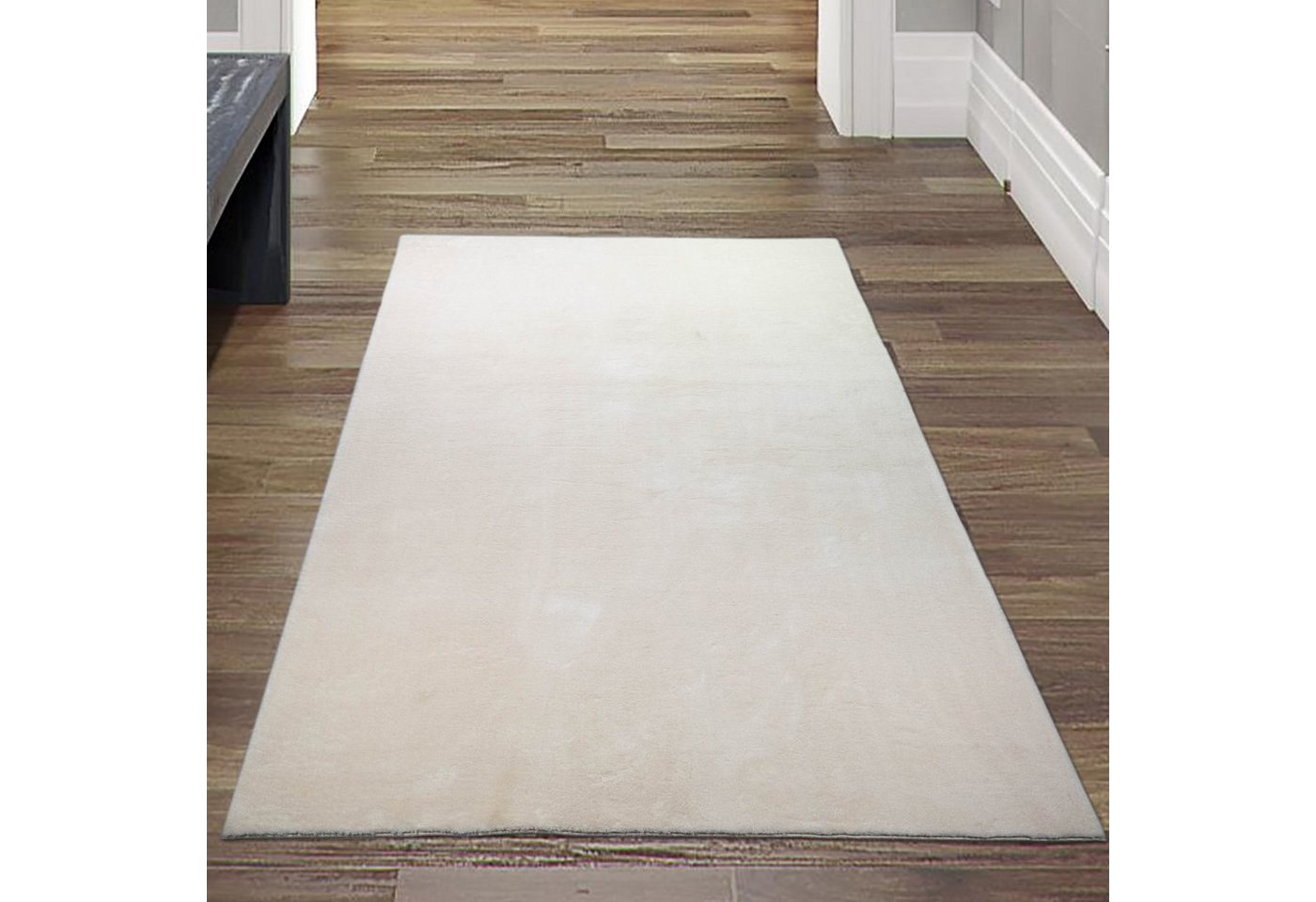 Hochflor-Teppich Shaggy Teppich weicher Wohnzimmer Hochflor Badezimmer waschbar creme, Teppich-Traum, rechteckig, Höhe: 18 mm von Teppich-Traum