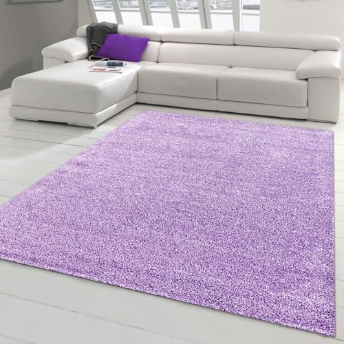 Hochflor-Teppich in Flieder – Perfekt für Fußbodenheizung Größe 200 x 290 cm von Teppich-Traum