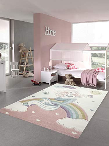 Kinderteppich Meerjungfrau Kinderzimmer Teppich Prinzessin Pastell Größe 200 x 290 cm von Teppich-Traum