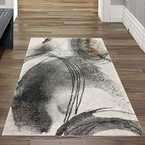 Modern Abstrakter Teppichläufer mit Kreisformen | strapazierfähig | Creme-grau Größe 60x110 cm Modern Abstrakter Teppichläufer mit Kreisformen | strapazierfähig | Creme-grau Größe 60x110 cm von Teppich-Traum