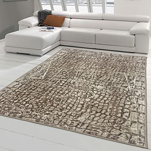 Teppich-Traum Moderner Wohnzimmer Designerteppich mit dezenten Farben abstrakt Gemustert in beige, Größe 140x200 cm von Teppich-Traum