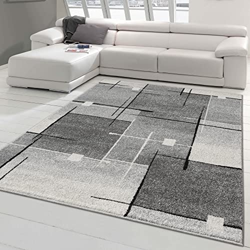 Teppich-Traum Moderner Wohnzimmerteppich mit dezent abstraktem Design | strapazierfähig | schwarz grau, Größe 120x160 cm von Teppich-Traum